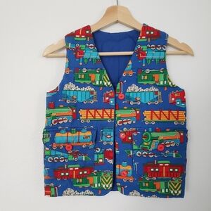 Kids quilted trains rails vest